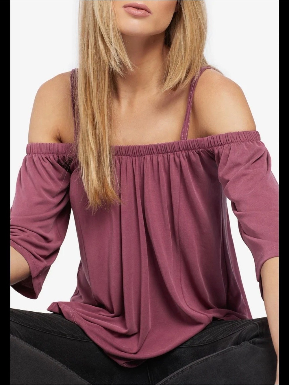 Sanctuary Tori NWT Off Shoulder Peasant Blouse Plum Purple Size L